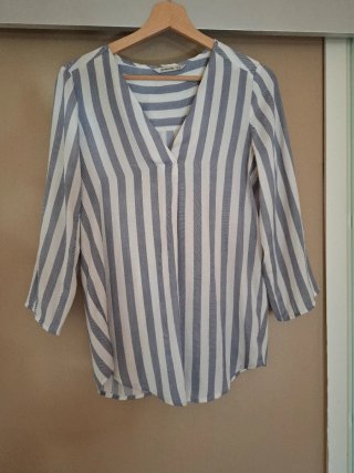 Camisa Stradivarius Rayas Azul y Blanco