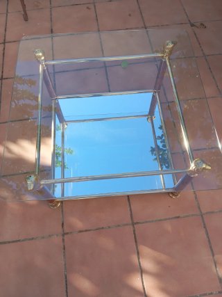 Mesita de Salón de Cristal y Metal
