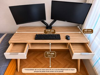 Escritorio + silla ergonómica + soporte monitor