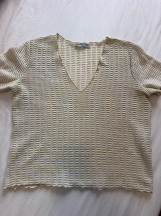Top Zara Blanco y Dorado
