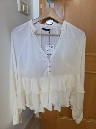 Blusa Blanco Roto Zara Talla XS