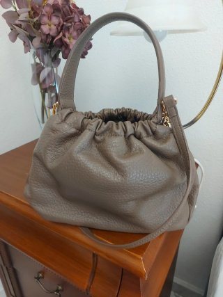 Bolso de Piel Marrón Topo