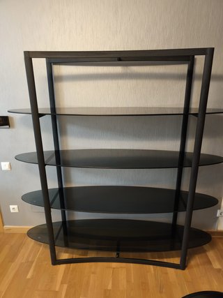 Estantería de Hierro Negro y Cristal