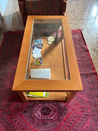 Mesa de Centro de Madera y Cristal