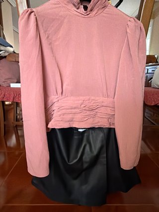 Skort de imitación piel negro MANGO TEEN
