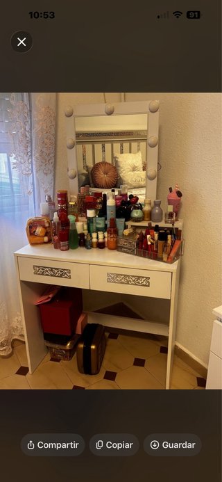 Tocador de Maquillaje Blanco con Espejo