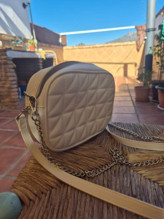 Bolso Bandolera Acolchado Beige