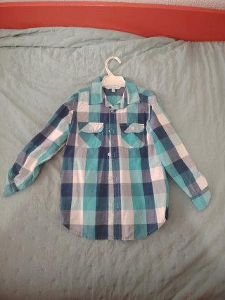 Camisa de cuadros azul y turquesa