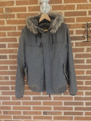 Abrigo de paño Pull and Bear gris Talla L