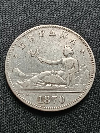Moneda 2 Pesetas 1870*74 plata