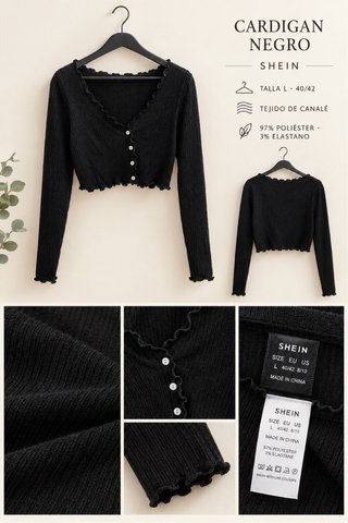 Pack 2 Tops Negros SHEIN Manga Larga Talla L