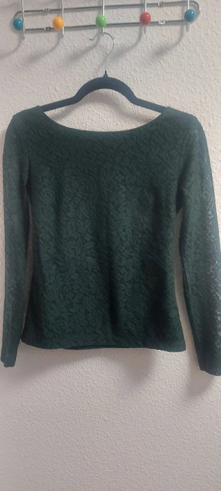 Camiseta de encaje verde Inditex