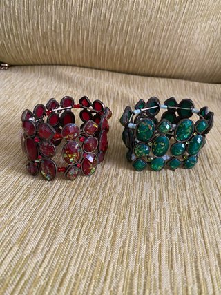 Set de 2 Brazaletes Verde y Burdeos