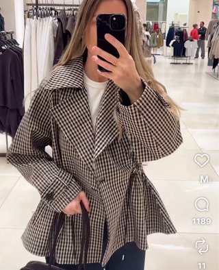 Trench Corto Cuadros  T-XS. zara