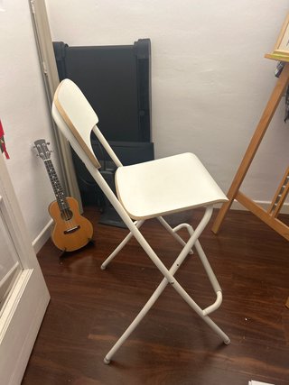 Lote de 2 taburetes altos de bar plegables blancos