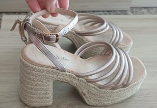 Sandalias con Plataforma Rosa Dorado