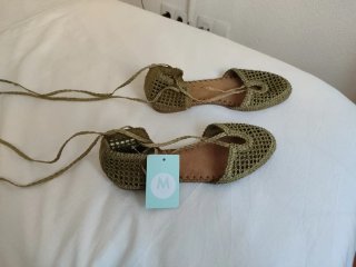 Sandalias Planas Artesanales Rafia Talla 38
