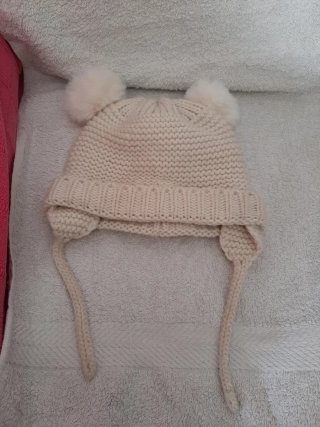 Gorro de lana Zara beige para niños y niñas