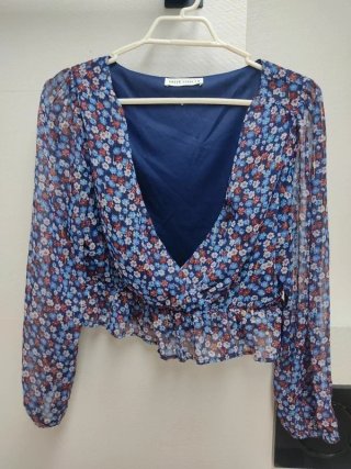 Blusa Flores Azul Green Coast Talla M