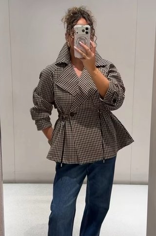 Trench de Cuadros Zara Talla L