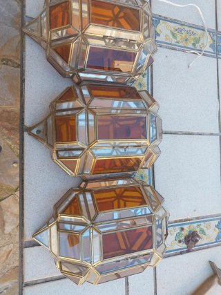 Set de 3 Faroles de Cristal y Metal