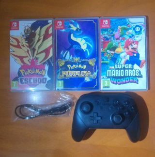 Nintendo Switch 1, con Caja, Mando Pro y 3 Juegos