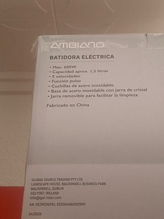 Batidora Eléctrica Ambiano 600W