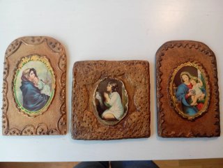Tríptico Antiguo de Imágenes Religiosas