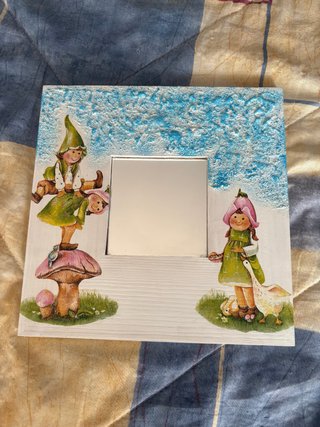 Cuadro Espejo Decorativo con Duendes Hadas Vintage