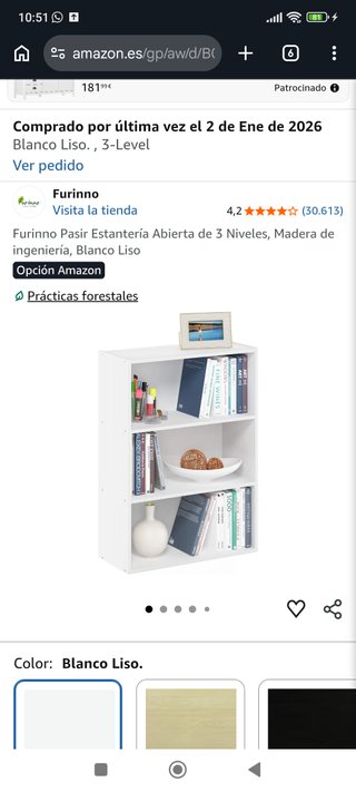 Estantería Librería Furinno Blanca 3 Niveles