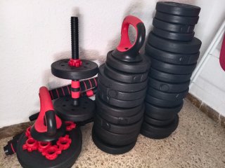 Set de Pesas y Mancuernas Ajustables