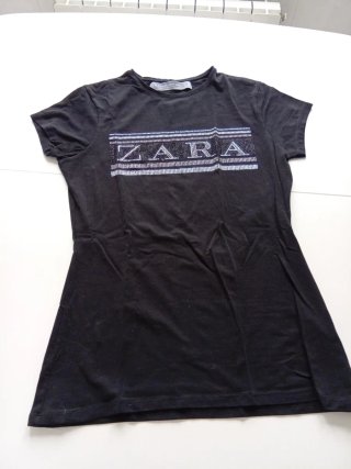Camiseta Zara Negra Brillante Talla M