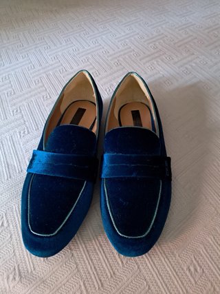 Mocasines de terciopelo azul