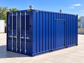 Contenedor Marítimo Azul con Puerta