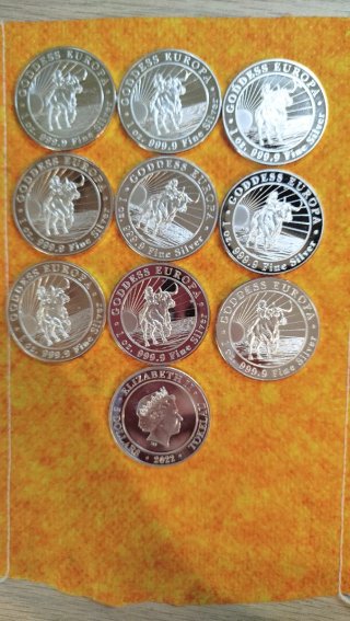 Moneda Onza Diosa Europa Plata