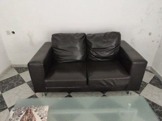 Sofá de dos plazas marrón