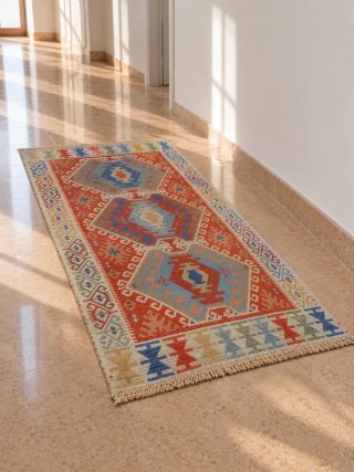 Tappeto Kilim Artigianale in Cotone 150x75cm