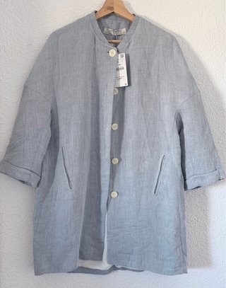 Abrigo Zara Basic Azul Mangas 3/4