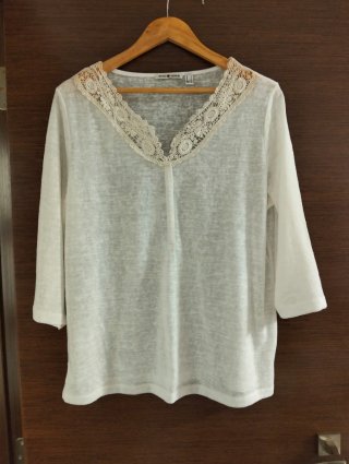 Blusa de Algodón Punto Roma Blanca