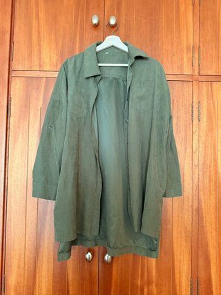 Camisa Oversize de Ante Verde Oliva