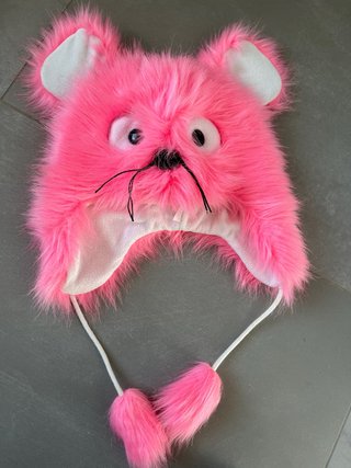 Gorro de Peluche Rosa con Orejas. Ratón