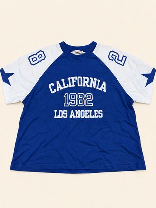 Camiseta Zara California azul y blanca S