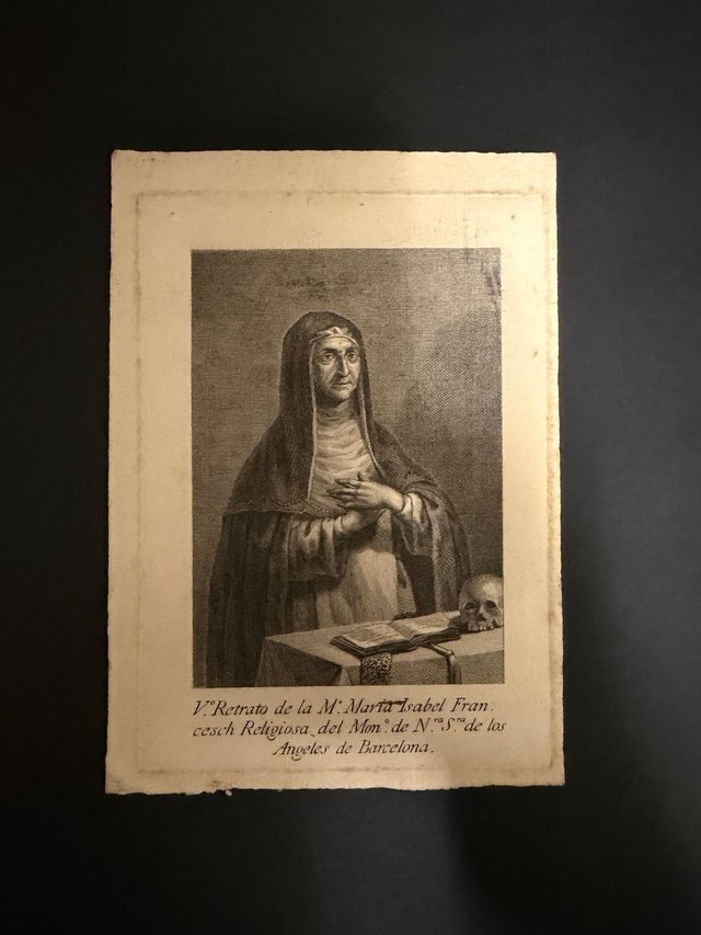 Grabado  Madre Isabel Francesch S. XVIII Barcelona