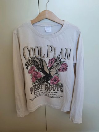 Camiseta Manga Larga Zara Beige 11-12 años 152 cms