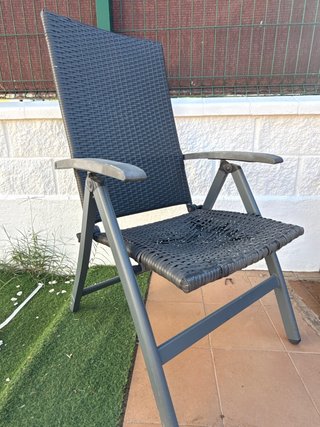 2 uds Silla Reclinable de Jardín en metal y ratán