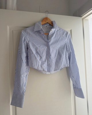 Camisa Cropped de Rayas Zara
