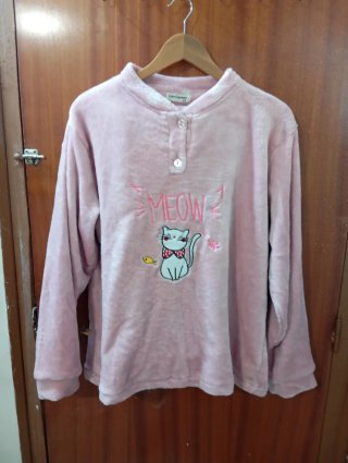Pijama Rosa con Estampado de Gato