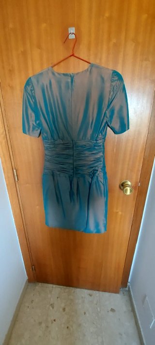 Vestido vintage corto de fiesta azul tornasolado