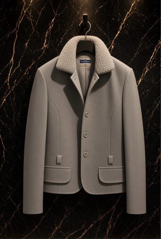 Chaqueta Gris Don Algodón con Cuello Borrego