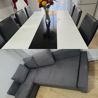 Sofá Cama con Almacenaje y Mesa de Comedor